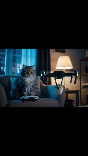 Cat's Remote Control: Taking the Hamster for an Aerial Tour! #viral #ai #aicat