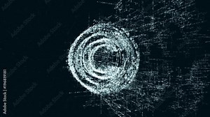 Copyright logo, a design consisting of a code of numbers and a symbol. Abstract copyright icon in computer cyber network on a dark turquoise background