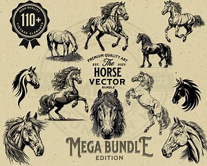 Horse Vector Design Mega Bundle: 113 PNG, SVG Graphics - Etsy