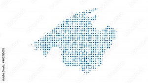 Majorca dotted digital map. Map of Majorca with pulsating colored circles. Shape of the island filled with blue disks. Vibrant video. Stock Video