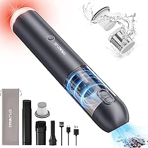 Amazon.com - Eflowing Car Vacuum Cleaner High Power 16KPA Strong Suction, Handheld Vacuum Cordless with LED, Portable Mini Vacuum with Brushless Motor, Wireless Handheld Car Vacuum Cleaner for Pet & Home Cleaning