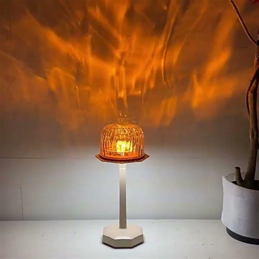 Wave RGB LED Warm Night Wireless Projection Square Middle Desk Remote Control Battery Dimmable