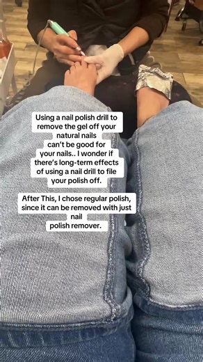 Is this manicure/pedicure nail drill actually safe for your natural nails? I’m wondering if there’s long-term effects of using this nail drill to remove gel polish. I chose to have regular polish no gel just because I don’t like that drill filing my natural nails. It sounds very harsh! #fyp #beauty #fypシ #nailtech #foryoupage