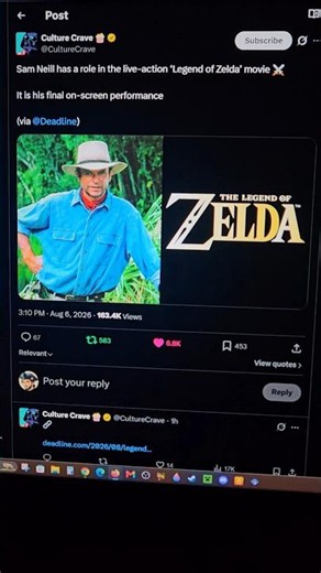 Sam Neil in The Legend of Zelda Movie!