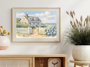 Nantucket Cottage Watercolor Print, Cape Cod Coastal Home Decor (digital Download) - Etsy UK