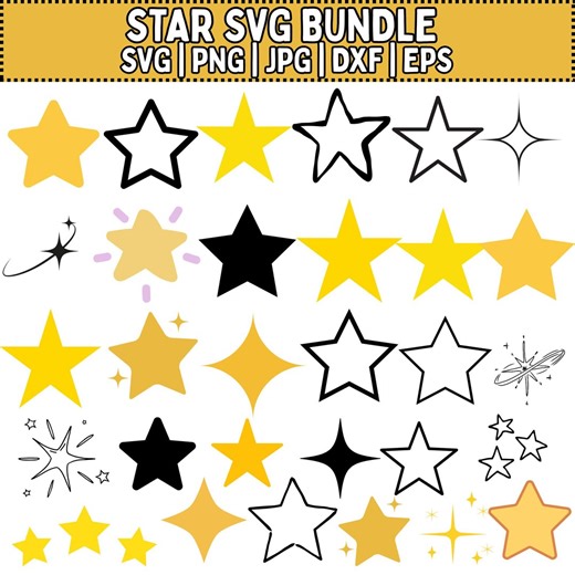 Star SVG Bundle, Star SVG, Christmas Star Svg, Night Star Svg, Shinning Star SVG, Png, Svg Files for Cricut, Silhouette, Stars Svg, Cricut - Etsy