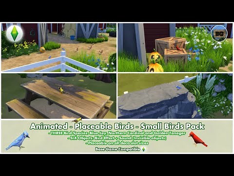 Bakies The Sims 4 Custom Content: Animated - Placeable Birds - Small Birds Pack