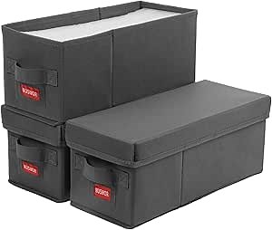 Premium CD Storage Box - Stackable CD Organizer Box with Lid - Holds 105 Jewel Cases - 14.37 x 5.5 x 6.3 inches - 3 Pack - Grey