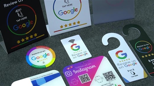 Custom Printing Logo NFC Tap to View Digital Menu Google Review Stand Restaurant Acrylic NFC Menu Table Sticker