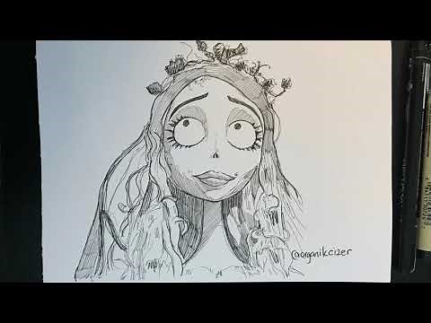 How to draw corpse bride | Ölü gelin nasıl çizilir | Animasyon karakter çizimi