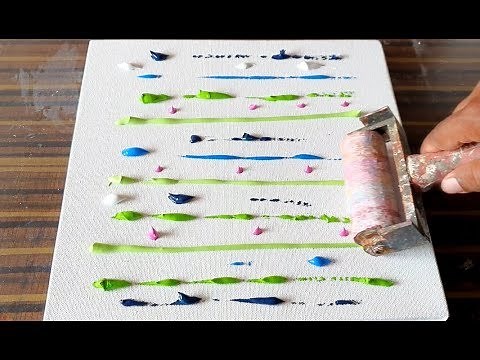 Easy / Lily Pond / Using Rubber Brayer /Abstract Painting Demonstration/ Daily Art Therapy/Day #14