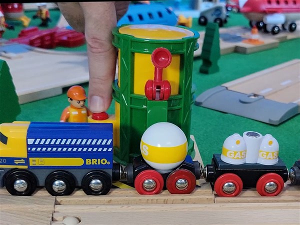 BRIO Wooden Trains Airport with Monorail, Cargo Trains, Planes and Helicopters