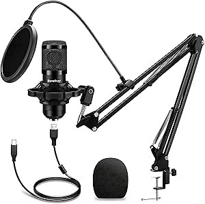 Amazon.com: Bwrethay USB Microphone,192kHz/24Bit Plug & Play Professional PC Computer Condenser Cardioid Mic Kit with Sound Advanced Chipset, for Streaming, Podcast, Studio Gaming and Recording, Black : Electronics