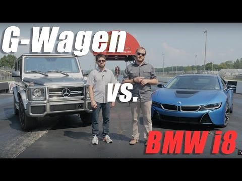 Mercedes G63 AMG Vs. BMW i8 at Milan Dragway
