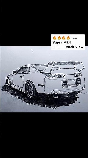 Back View drawing of Toyota Supra Mk4 with pencil | Easy car drawing tutorial for beginners #shorts