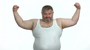 clip-1042014802-obese-man-showing-biceps-on-white-background