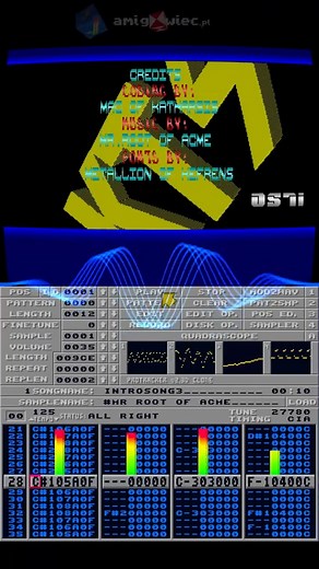 Utwórc #chiptune MR.Root'a "IntroSong3" znany z interek grupy Katharsis. Dorzucam widok nutek w programie #Protracker. | Amigowiec