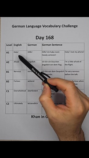 German Language Vocabulary Challenge 2025, Day 168 #thaliadeutschland #GermanChallenge #germanvocabulary #germanlanguage #GermanForBeginners #deutschkurs #germanteacher #deutschlernen #learngerman #germangrammar | Khan in Germany