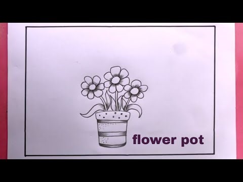 Simple Potted Flower Drawing | How To Draw Easy Pencil Sketch