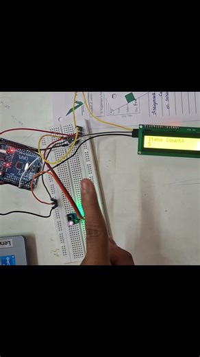 Interface IR sensor to count the items and shows on LCD DISPLAY