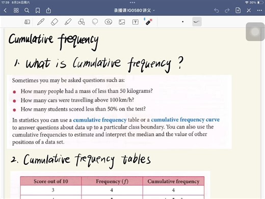 4.11 Cumulative frequency curve