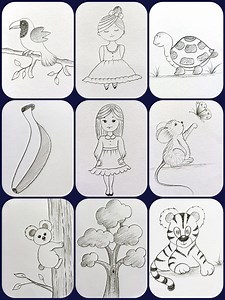 815K views · 10K reactions | Easy Drawing for Kids, Only using Charcoal Pencil | Drawing Book | Facebook