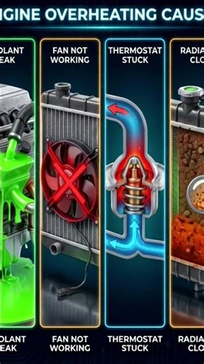 Engine Overheating Causes 🔥#shorts #youtubeshorts