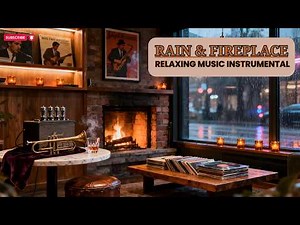 Rainy Night at the Cozy Vinyl Lounge | Fireplace & Soothing Melodies for Deep Focus or Sleep
