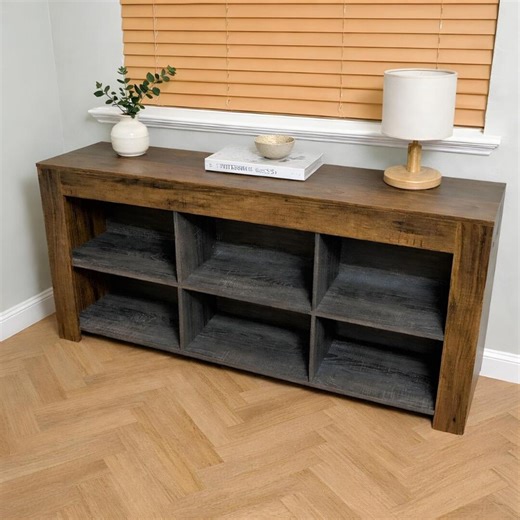 Farmhouse Console Table, Rustic Wood Entryway Sofa Table With 6 Cubes - Etsy