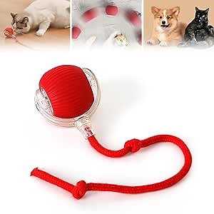 Interactive Rolling Cat Ball, 2025 Upgraded Automatic Cat Ball Dog Toy, Interactive Cat Toy Ball, Automatic Cat Toy Self Moving Cat Toy Interactive Cat Ball for Bored Indoor Cats Dogs (Red)