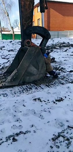 Exploring a Snowy Excavator Adventure with a Child