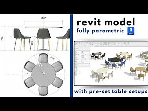 Multi-use Revit Round Table and Chairs Fully Parametric Family