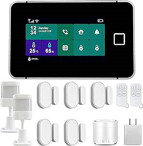 WiFi Home Security Alarm System, DIY Wireless Burglar Alarm System Kit, 4.3 inch Touch Screen Panel, APP Remote Control, Compatible with Alexa and Google Assistant (NO Monthly Fees)