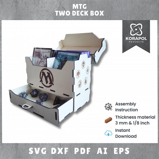 Laser Cut MTG Commander Deck Box Card Holder, Gift, Proxy, 200 Cards, Accessories, Dice Drawer, 3 Mm, 1/8 Inch, Assembly Instruction - Etsy New Zealand