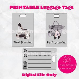 Printable Luggage Tags: Fashion Travel Accessories (digital Download) - Etsy Canada
