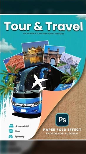 Paper fold ✨ effect - Photoshop tutorial / Photoshop tips and tricks 😉 #photoshop #shorts #ytshorts