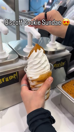 Creamy Cones on Instagram: "“Biscoff lovers, this one’s for you 🍪🤎 The Biscoff Cookie Sundae is loaded with creamy vanilla soft serve, drippy Biscoff sauce, and buttery Biscoff crumbles. It’s rich. It’s crunchy. It’s addictive. Only at Creamy Cones!” Coming soon to 1410 Memorial Drive Chicopee #BiscoffSundae #CookieButterCrush #DessertDreams #ViralEats"