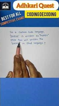 Coding decoding tricks| Reasoning | adhkari quest #shorts