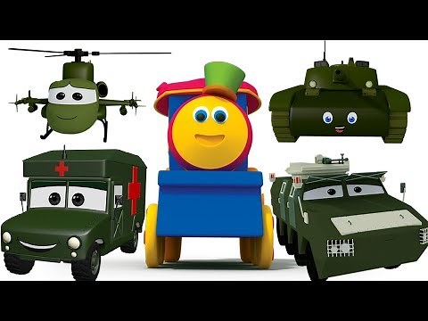 bob den zug | Besuch Armeelager | Kindervideo | Bob Train Visit Army Camp | Learn Army Vehicles