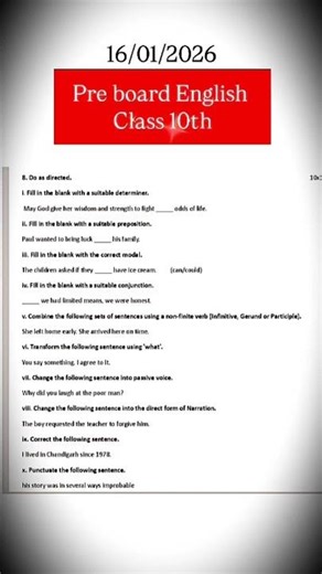 Pre board English 10 class PSEB #englishgrammar #pseb10thclass