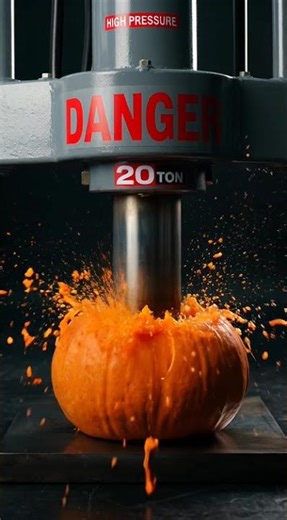Pumpkin EXPLODES Under 20 Ton Hydraulic Press! 😱 #shorts