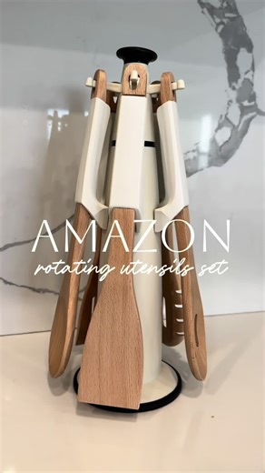 Link In Bio💕 This rotating wooden utensils set is both functional and stylish! Perfect for everyday cooking, it keeps your kitchen organized while adding a natural touch to your counter. A must-have Amazon find! #AmazonFinds #KitchenEssentials #amazonmusthaves #HomeOrganization #kitchengoals