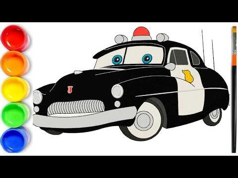 How to Draw Sheriff From Disney Cars | Drawing and Coloring Sheriff From Cars