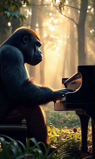 "Gorilla Plays Piano Like a Pro | Unbelievable 4K Moment!" #youtubeshorts#wildlife #gorilla