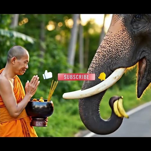 බුදු ගුණ අනන්තයි 🙏🙏🐘🙏 The Monk and the Elephant — A Sacred Moment of Compassion 🌿