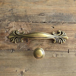 Rustic Antique Brass Acanthus Drawer Pull & Knob | French Country Victorian - Etsy