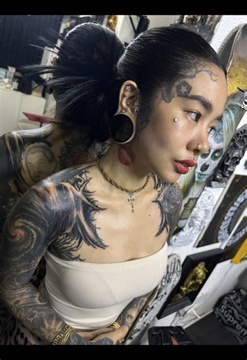 Covering her unwanted colord tattoos..@Solar Boy Tattoo @tribalgearph using @Mummy Tattoo Supply