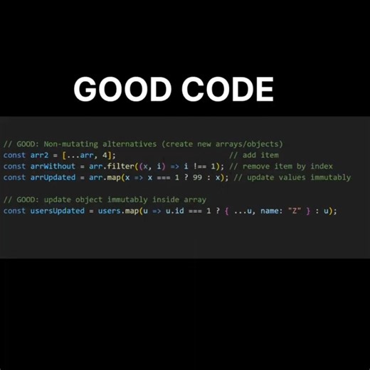 Stop Mutating Arrays — Use Spread / map / filter for Safe Updates #shorts #javascript