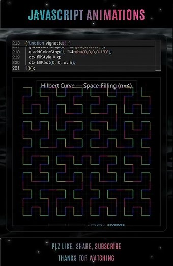 Hilbert Curve Space-Filling — Recursion in Motion | JavaScript Canvas