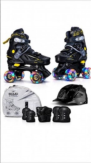 Jaspo Scud X Trail Roller Skates Combo with Helmet and Knee, Elbow, Wrist Guard #skating
